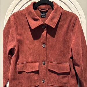 Zara Women's Suede looking Deep Rust Color Jacket